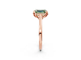 Rose gold Fancy Green Emerald Cut Diamond Solitaire Ring with Flower Prong Setting and Classic Band_107