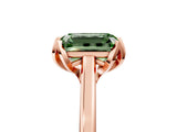 Rose gold Fancy Green Emerald Cut Diamond Solitaire Ring with Flower Prong Setting and Classic Band_110