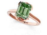 Rose gold Fancy Green Emerald Cut Diamond Solitaire Ring with Flower Prong Setting and Classic Band_37