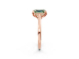 Rose gold Fancy Green Emerald Cut Diamond Solitaire Ring with Flower Prong Setting and Classic Band_38