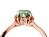 Rose gold Fancy Green Emerald Cut Diamond Solitaire Ring with Flower Prong Setting and Classic Band_40