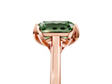 Rose gold Fancy Green Emerald Cut Diamond Solitaire Ring with Flower Prong Setting and Classic Band_41