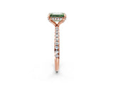 Rose gold Fancy Green Emerald Cut Diamond Solitaire Ring with Four-Prong Setting and Pavé Band_5