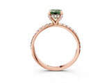 Rose gold Fancy Green Emerald Cut Diamond Solitaire Ring with Four-Prong Setting and Pavé Band_6