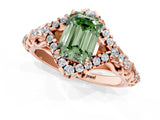 Rose gold Fancy Green Emerald Cut Diamond Solitaire Ring with Hidden Halo and Pavé Band_28