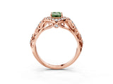 Rose gold Fancy Green Emerald Cut Diamond Solitaire Ring with Hidden Halo and Pavé Band_30