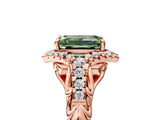Rose gold Fancy Green Emerald Cut Diamond Solitaire Ring with Hidden Halo and Pavé Band_32