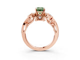Rose gold Fancy Green Emerald Cut Diamond Solitaire Ring with Milgrain Pavé Band and Four-Prong Setting_169