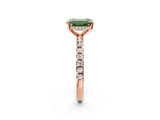Rose gold Fancy Green Emerald Cut Diamond Solitaire Ring with Pavé Band and Four-Prong Setting_45