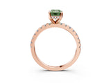Rose gold Fancy Green Emerald Cut Diamond Solitaire Ring with Pavé Band and Four-Prong Setting_46