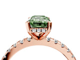 Rose gold Fancy Green Emerald Cut Diamond Solitaire Ring with Pavé Band and Four-Prong Setting_47