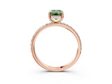 Rose gold Fancy Green Emerald Cut Diamond Solitaire Ring with Pavé Band and Hidden Halo_24
