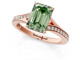 Rose gold Fancy Green Emerald Cut Diamond Solitaire Ring with Pavé Band and Prong Setting_13