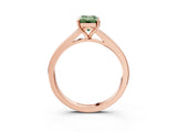 Rose gold Fancy Green Emerald Cut Diamond Solitaire Ring with Pavé Band and Prong Setting_15