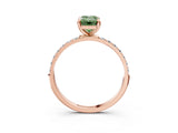 Rose gold Fancy Green Emerald Cut Diamond Solitaire Ring with Pave Band and Four Prong Setting_110