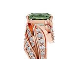 Rose gold Fancy Green Emerald Cut Diamond Solitaire Ring with Prong Setting and Twisted Pavé Band_5