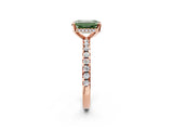 Rose gold Fancy Green Emerald Cut Diamond Solitaire Ring with Round  Pavé Band and Four-Prong Setting_38