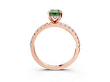 Rose gold Fancy Green Emerald Cut Diamond Solitaire Ring with Round  Pavé Band and Four-Prong Setting_39