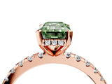 Rose gold Fancy Green Emerald Cut Diamond Solitaire Ring with Round  Pavé Band and Four-Prong Setting_40