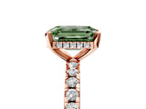 Rose gold Fancy Green Emerald Cut Diamond Solitaire Ring with Round  Pavé Band and Four-Prong Setting_41