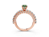 Rose gold Fancy Green Emerald Cut Diamond Solitaire Ring with Shared Prong Pavé Band and Four-Prong Setting_60