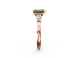 Rose gold Fancy Green Emerald  Cut Diamond Solitaire Ring with Tapered Baguette Accents and Four-Prong Setting_65