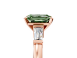 Rose gold Fancy Green Emerald  Cut Diamond Solitaire Ring with Tapered Baguette Accents and Four-Prong Setting_68