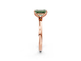 Rose gold Fancy Green Emerald Cut Diamond Solitaire Ring with Thin Band and Prong Setting_14