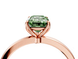 Rose gold Fancy Green Emerald Cut Diamond Solitaire Ring with Thin Band and Prong Setting_16
