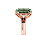 Rose gold Fancy Green Emerald Cut Diamond Solitaire Ring with Thin Band and Prong Setting_17