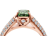 Rose gold Fancy Green Emerald Cut Diamond Solitaire Ring with Three-Row Pavé Band and Four-Prong Setting_41