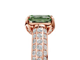 Rose gold Fancy Green Emerald Cut Diamond Solitaire Ring with Three-Row Pavé Band and Four-Prong Setting_42
