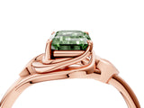 Rose gold Fancy Green Emerald Cut Diamond Solitaire Ring with Twist Band and Four-Prong Setting_78