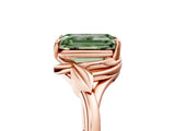 Rose gold Fancy Green Emerald Cut Diamond Solitaire Ring with Twist Band and Four-Prong Setting_79