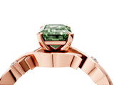 Rose gold Fancy Green Emerald Cut Diamond Solitaire Ring with Twisted Band and Prong Setting_243