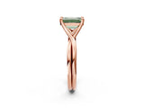 Rose gold Fancy Green Emerald Cut Diamond Solitaire Twist Band Prong Setting Ring_57