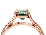Rose gold Fancy Green Emerald Cut Diamond Solitaire Twist Band Prong Setting Ring_59