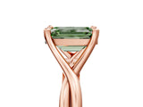 Rose gold Fancy Green Emerald Cut Diamond Solitaire Twist Band Prong Setting Ring_60