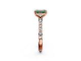 Rose gold Fancy Green Emerald  Cut Diamond Solitaire with Pave Band and Four-Prong Setting 2