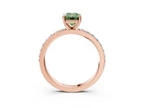 Rose gold Fancy Green Emerald  Cut Diamond Solitaire with Pave Band and Four-Prong Setting 3