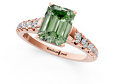 Rose gold Fancy Green Emerald  Cut Diamond Solitaire with Pave Band and Four-Prong Setting_120