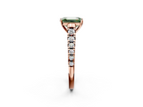 Rose gold Fancy Green Emerald  Cut Diamond Solitaire with Pave Band and Four-Prong Setting_121