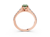 Rose gold Fancy Green Emerald  Cut Diamond Solitaire with Pave Band and Four-Prong Setting_122