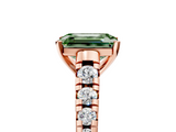 Rose gold Fancy Green Emerald  Cut Diamond Solitaire with Pave Band and Four-Prong Setting_124