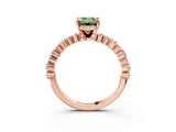 Rose gold Fancy Green Emerald Cut Diamond Solitaire with Side Stones, Pave Band, Four-Prong Setting_81