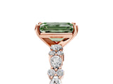Rose gold Fancy Green Emerald Cut Diamond Solitaire with Side Stones, Pave Band, Four-Prong Setting_83