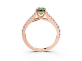Rose gold Fancy Green Emerald Cut Diamond Split Shank Pavé Engagement Ring with Four-Prong Setting_77