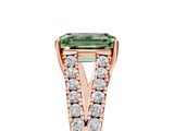 Rose gold Fancy Green Emerald Cut Diamond Split Shank Pavé Engagement Ring with Four-Prong Setting_79