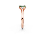 Rose gold Fancy Green Emerald Cut Diamond Three-Stone Engagement Ring with Prong Setting and Pavé Band_2