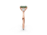 Rose gold Fancy Green Emerald Cut Diamond Three-Stone Ring with Pear Side Stones and Four-Prong Setting_62